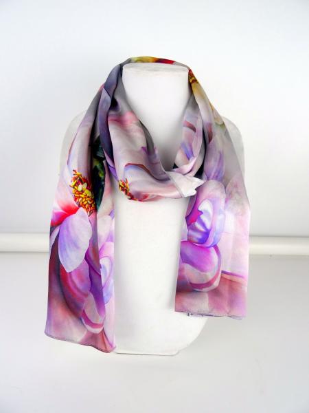 Blessings, Hummingbird & Peony Silk Scarf, Lavender