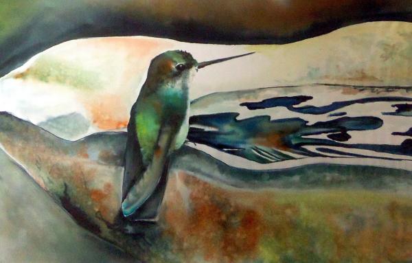 Bonjour II Hummingbird Sheer Silk Scarf picture