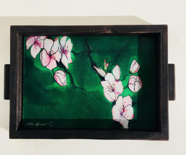 Charcuterie Glass Art Board "Sakura Forest Green"