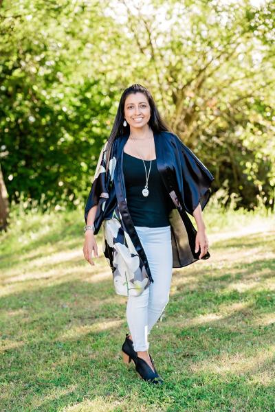 Orchids with Love Kimono Cover-Up, Satin, Black