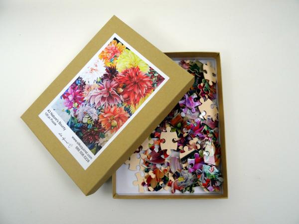 Adult Jigsaw Puzzle - Abundant Dahlias - Pollinators - 120 Pieces
