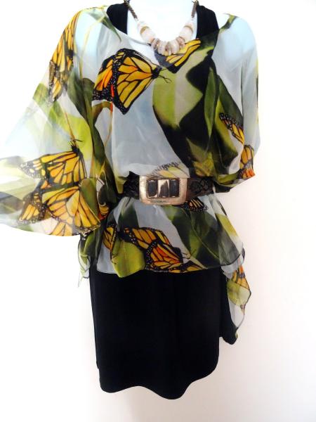 Monarch butterflies among the eucalyptus trees Sheer Cover up - Caftan - Poncho