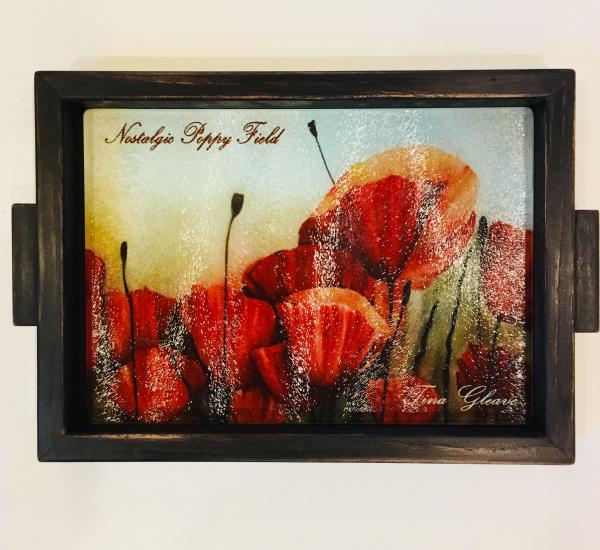 Charcuterie Glass Art Board "Nostalgic Poppies" picture