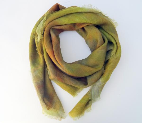 Olive - Copper Brown Square Wool Scarf