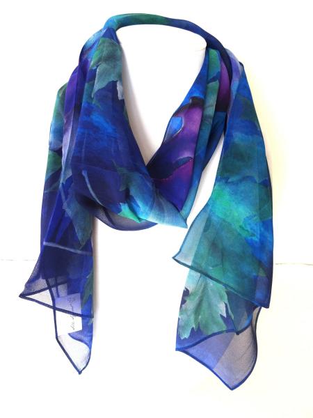 Brilliant Blue Fall Leaves Scarf