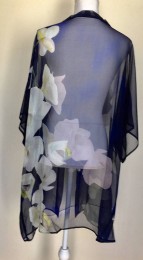 Orchids with Love Kimono Cover-Up, Sheer, Navy picture