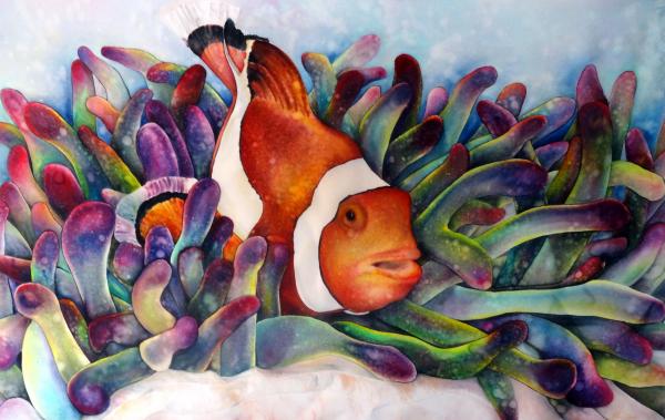 Original Silk Painting, Clown'n Around