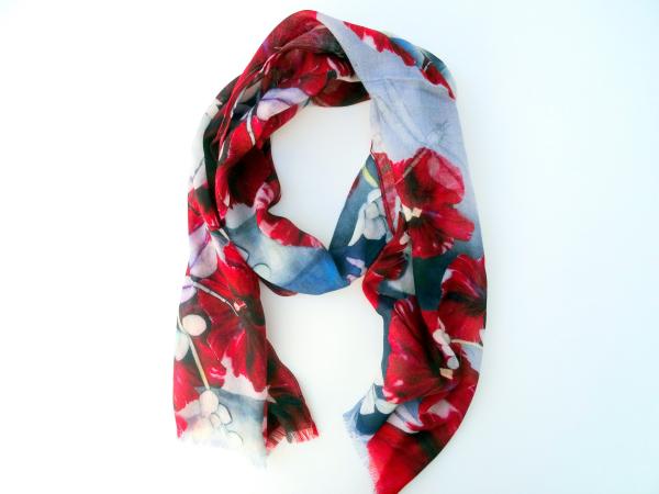 Red & Gray Soft Wool Scarf