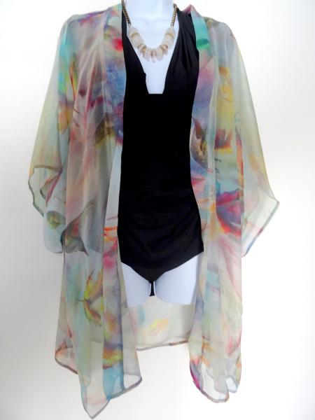 Gypsy Summer Pastel Kimono Cover-Up, Sheer