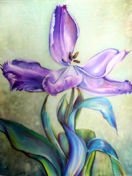 Original Art on Silk, Yoga Tulip