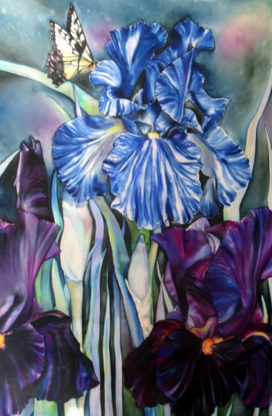 Original Silk Painting, Carnival Iris II