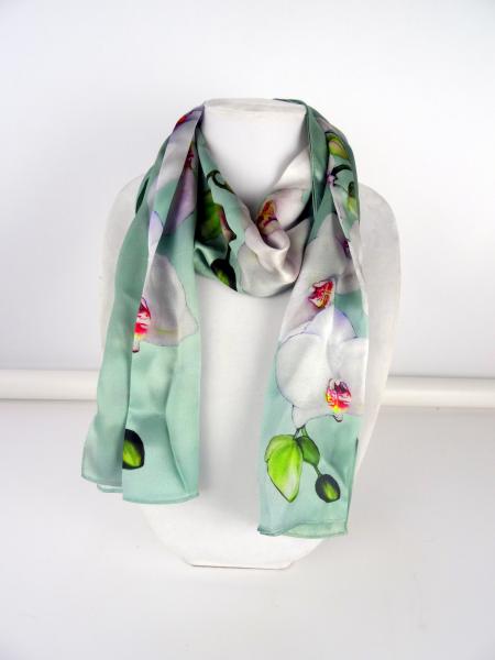 Angelic Orchids, Sea Glass Silk Scarf