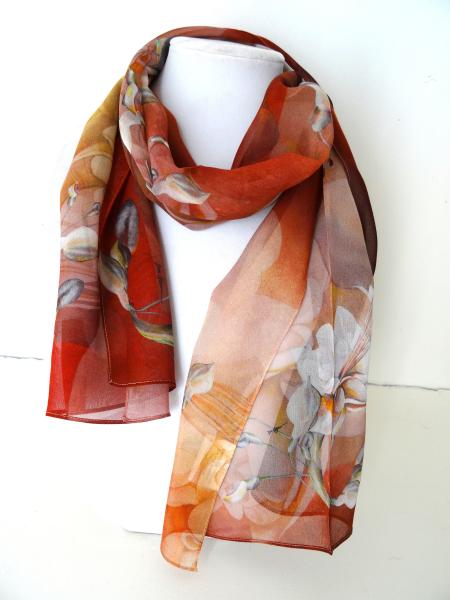 Rain Dance, Copper Sheer Silk Scarf
