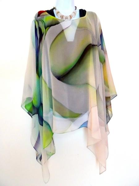 Abstract and dreamy, Sheer Cover up - Caftan - Poncho