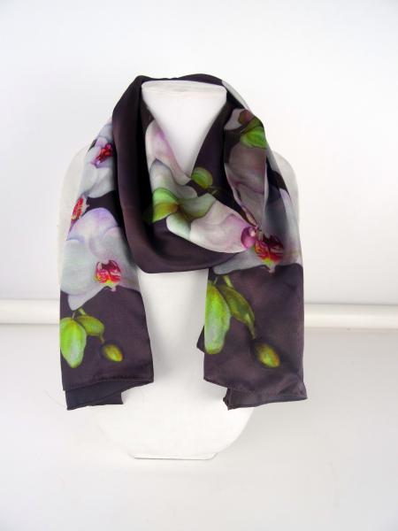 Angelic Orchids, Island Coffee Silk Scarf