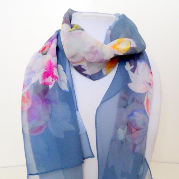 Lotus Sheer Silk Scarf, Desert Storm (gray-blue)
