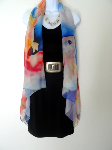 Watercolor orange and blue goldfish Sleeveless Duster/Vest/Poncho