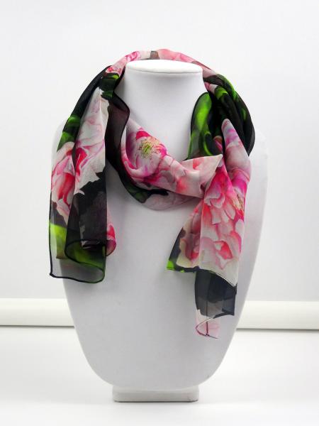 Peony Garden Sheer Silk Scarf