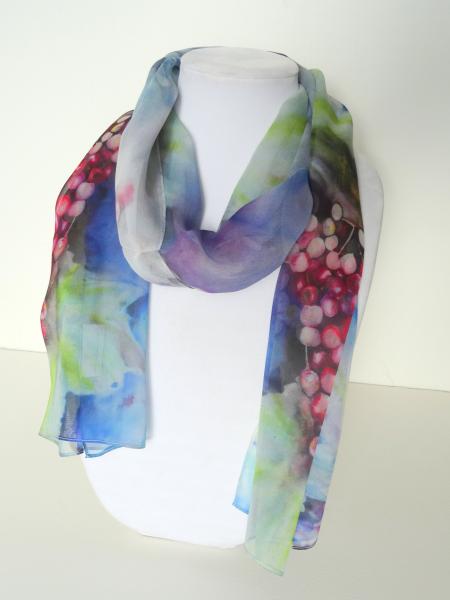 Watercolor Grapes Sheer Silk Scarf