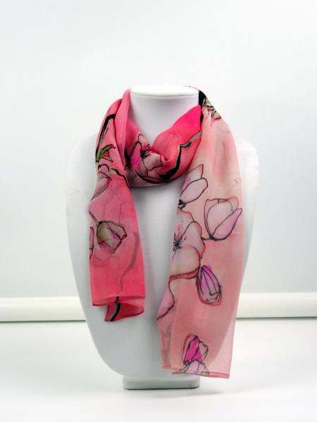 Sakura Sheer Silk Scarf, Roze