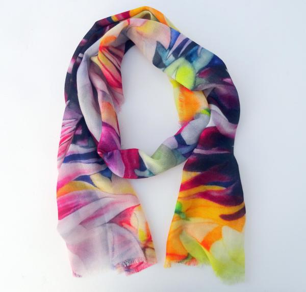 Dahlias & friends Floral Square Wool Scarf