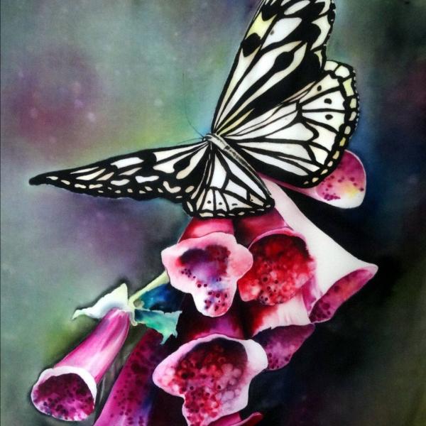 Charcuterie Glass Art Board "Cone Flower & Butterfly"