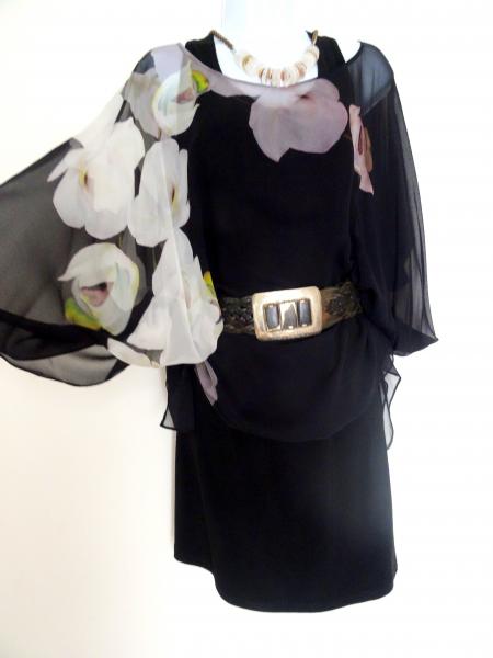 Orchids with Love, Kimono Cover-Up, Sheer, Black picture