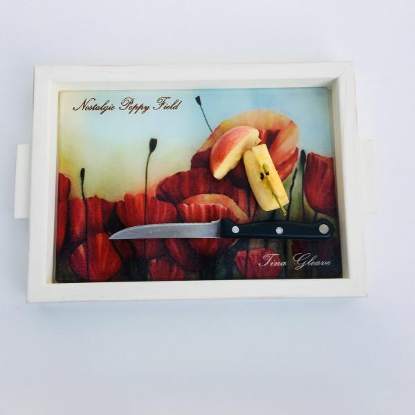 Charcuterie Glass Art Board "Nostalgic Poppies"