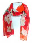 White Tropical Orchids on Burnt / Tangerine Orange