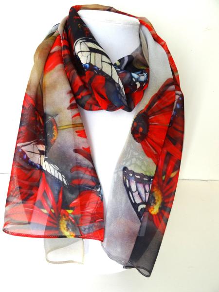 Cone Flowers, Sand Sheer Silk Scarf
