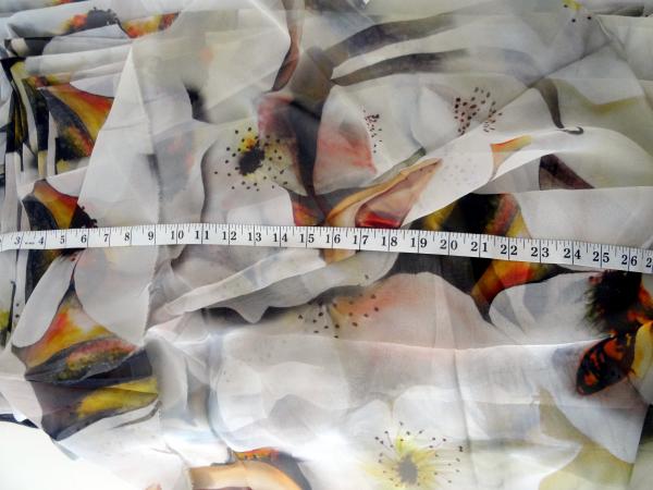 Beige Pear Blossoms Silk Material
