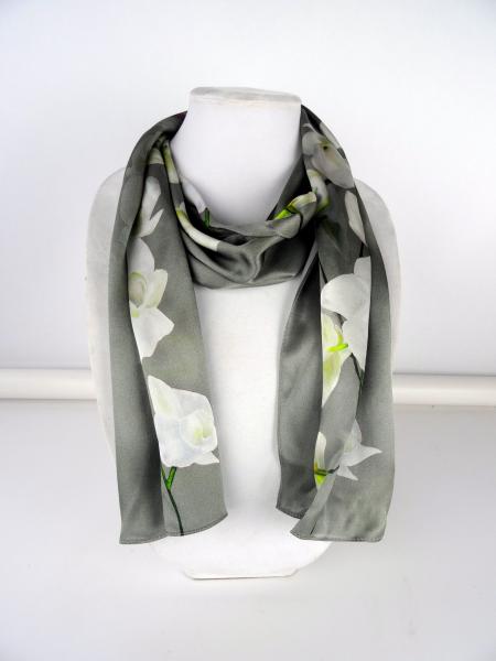 Orchids with Love Silk Scarf on Gray