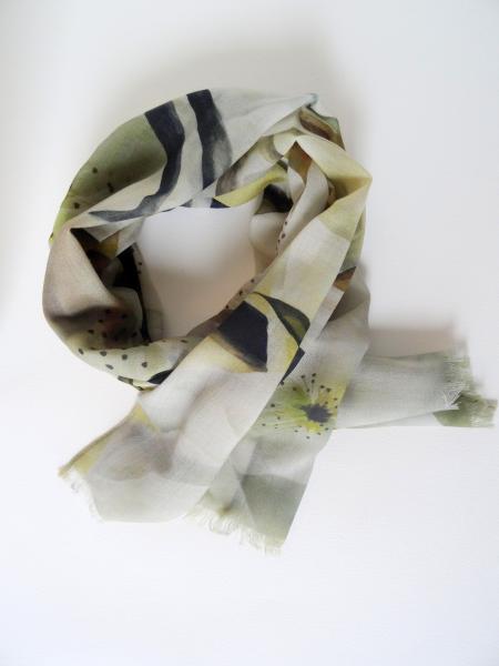 Pear Blossoms & Bumble Bees Wool Scarf