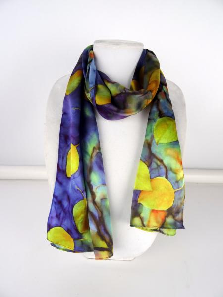 La Cascade Aspen Leaves on Water Silk Scarf