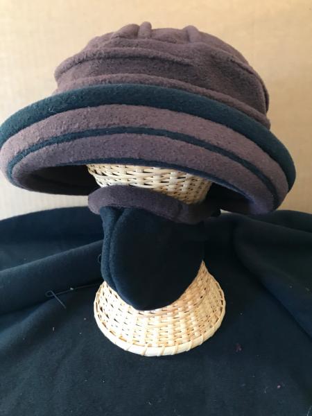 Brown brimmed winter hat picture