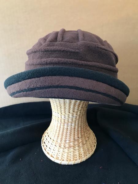 Brown brimmed winter hat picture