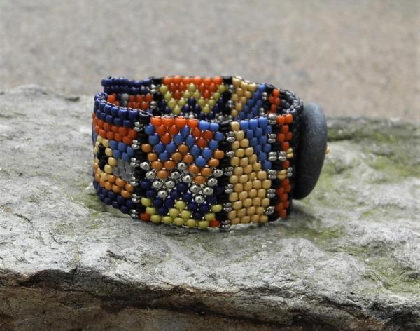 Beach Stone Pendant Tapestry Bracelet - Southwest Style picture