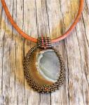 Polygram Jasper Cabochon with Beaded Bale Statement Necklace  image 0 Polygram Jasper Cabochon with Beaded Bale Statement Necklace  image 1 Polygram