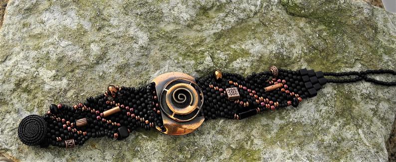 Hand Woven Vintage Copper Filigree Bracelet picture