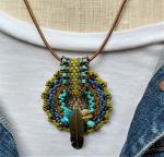 Hand Beaded Medallion with Beaded Bale Statement Necklace