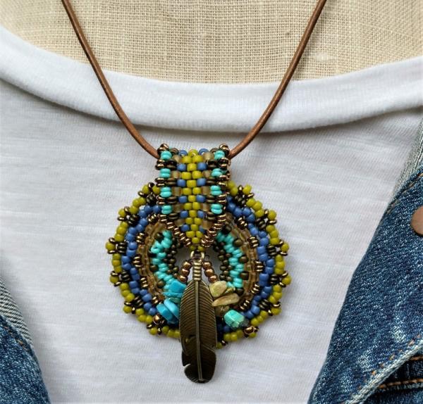 Hand Beaded Medallion with Beaded Bale Statement Necklace picture