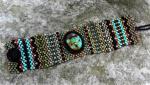 Hand Woven Turquoise Cabochon Tapestry Bracelet Cuff