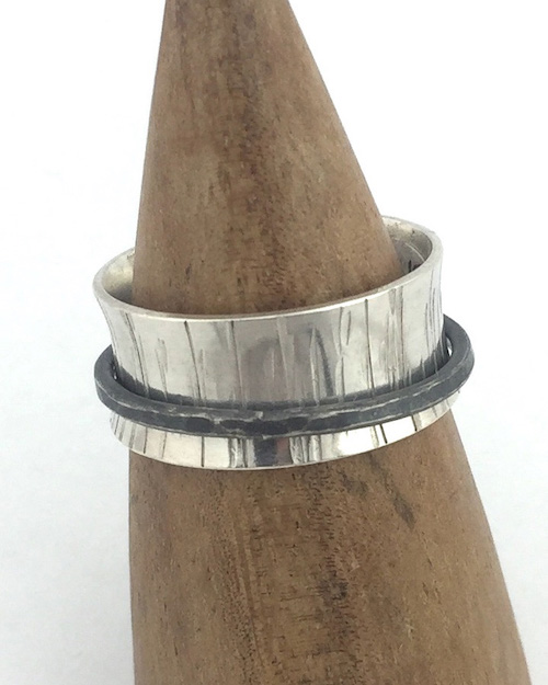Sterling Silver Spinner Ring-Hammered Texture picture