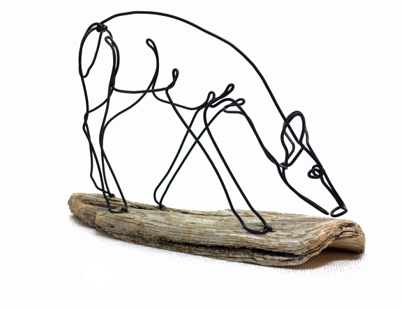 Deer Grazing Wire Sculpture