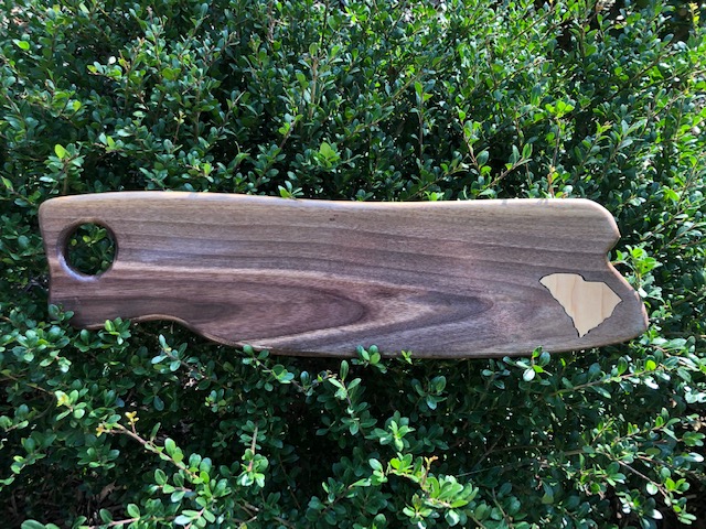 Black Walnut Wine and Cheese Board with SC Inlay picture