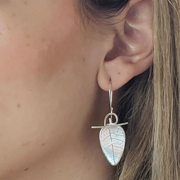 A.02 Leaf Texture w/ Swirl on Top Earrings picture