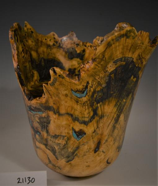 Buckeye Burl  Vase with turquoise inlay picture
