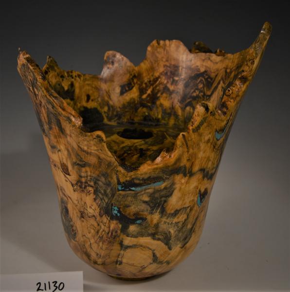 Buckeye Burl  Vase with turquoise inlay