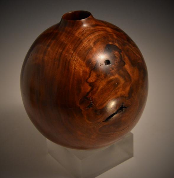 Walnut Burl spherical hollow vessel picture