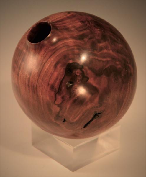 Walnut Burl spherical hollow vessel picture